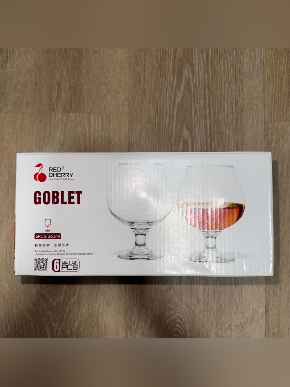 Red Cherry 6 Piece Goblet Glasses